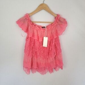 Lulumari Vibrant Pink Ruffle Blouse